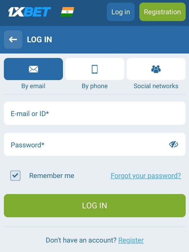 Log in to your 1xBet account Log in to your 1xBet account